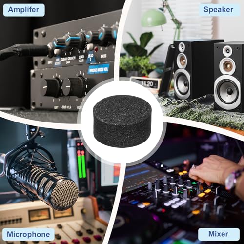 MECCANIXITY 16 Pcs Single Sided Speaker Isolation Feet Pads, 15mmx8mm Non Slip Foam Shock Absorption Base Pad Amplifier Stand Feet Mat for Speaker HiFi Home Theater Sound System, Black - size: 15mmx8mm