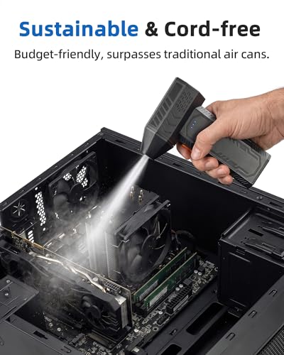 Compressed Air Duster - Electric Air Duster Super Power 130000RPM, 3-Gear Adjustable Mini Duster Blower with Fast Charging, Air Duster Rechargeable for Computer, Keyboard Cleaner, House, Outdoor, Car