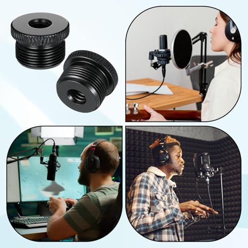 4 Pcs Mic Stand Adapter 1/4 to 5/8 mic Adapter Microphone Stand Adapters Thread Tripod Screw Adapters Knurled Thread for Microphone Stands Mount to Camera Tripod