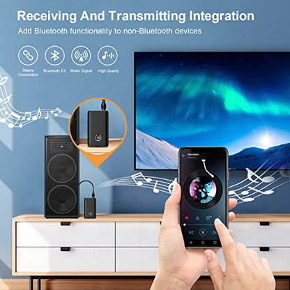 Aux Bluetooth Adapter for Car, 2 in 1 Bluetooth Transmitter Receiver, Portable Wireless Adapter, 3.5mm Aux Audio Receiver Car Home Audio System/Headphone/Speaker - color: Black