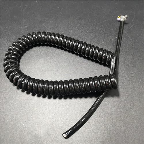 1pcs 8Core Spring Spiral Shielded Cable - 0.3sqmm Telescopic Wire (1 to 15m) - Durable & Flexible Coiled Extension Cord(Stretch 5Meters) - size: Stretch 5Meters