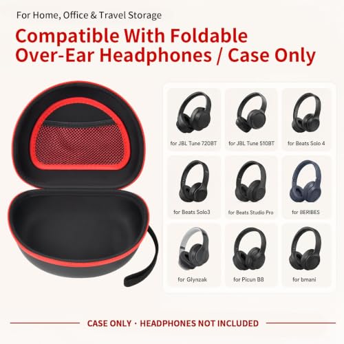 Comecase Headphone Case Compatible with JBL Tune 720BT 770NC, Black | Hard Shell Travel Storage for Foldable Over-Ear Headphones, with Mesh Pocket for Cables. Case Only, Headphones Not Included - color: Black