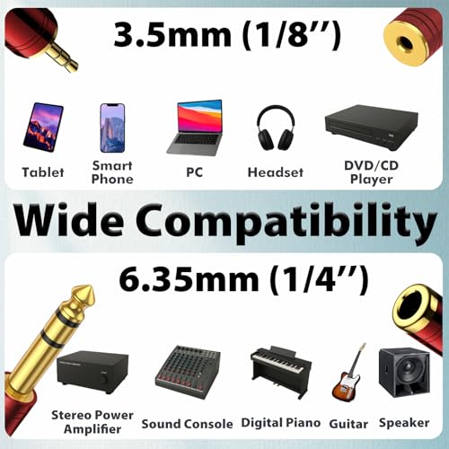 2-Pack Headphone Adapter Kit 3.5mm to 1/4 Adapter | 1/4 to 3.5mm Converter, Audio Jack, Microphone, Guitar Amp, Karaoke, Home Theater, A/V Receivers, Stereo Headphones - style: 3.5mm + 6.5mm