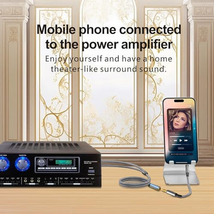 3.5mm Female to 2 RCA Male Stereo Cable, RCA to 3.5mm Female Audio Adapter Gold Plated Y Splitter Flexible Metal Shell Aux Cord for Smartphones,TV,Tablets,Speakers,MP3,DVD,Home Theater 1.15FT