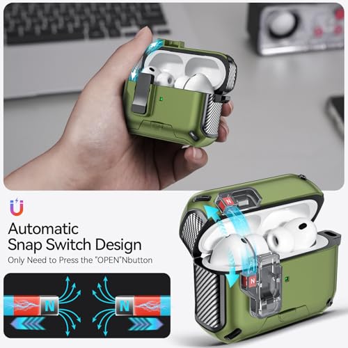 for AirPods Pro 3 Case Safety Lock (Dark Green) - color: W-Dark Green