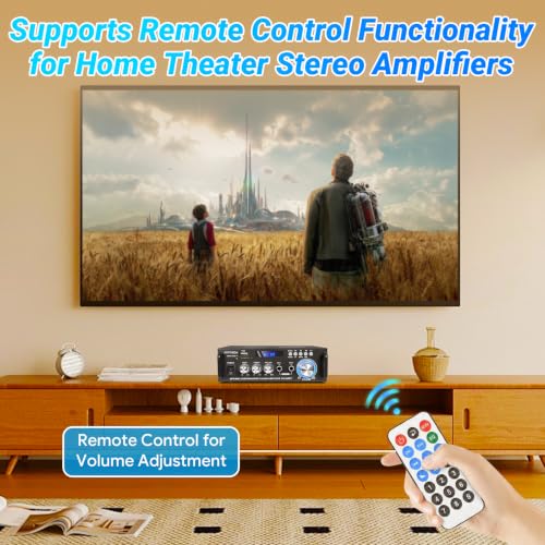 Bluetooth Stereo Receiver Amplifier,RMS 40W x 2 Peak Power 600W | Home Audio Amp with FM Radio,USB/SD,Amplifier for Home Theater Karaoke,Garage &Outdoor Speakers