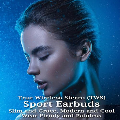 IHAO Luxury Sport Earbuds Headphone with HD Mic TWS in-Ear Headset Deep Bass HiFi Sound Multi Ture Active Noise Cancelling Mode Ergonomic Fit Painless Firm Wear Earphone-Earbuds with Hook T9 - color: Polish Black Dual Earbuds with hook T9