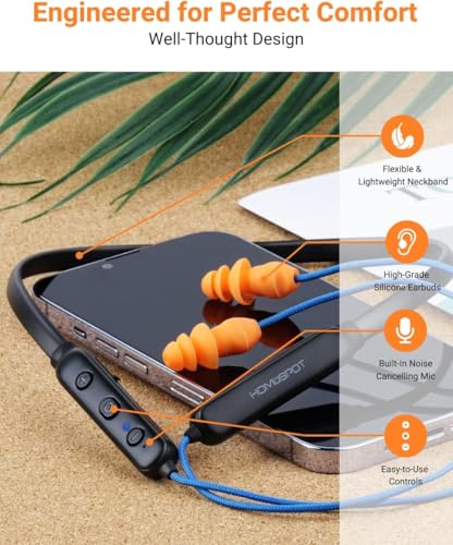 Bluetooth Work Headphones, OSHA-Compliant, 27dB NRR, 24H Playtime | Noise-Reduction Safety Earbuds | Bluetooth 5.4, 100 ft | aptX HD | Soft 3-Flange Silicone Ear Tips | Blue-Blue - color: Blue with Blue