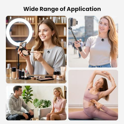 A41 Wireless Lavalier Microphone for iPhone/Android, 2TX with Case | 2.4GHz dual TX wireless mic, ENC noise cancelling, digital display, 40H battery, plug and play