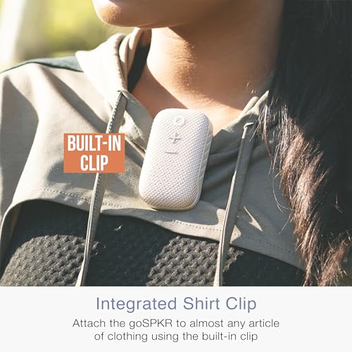 MEE Audio goSPKR Small Wearable Clip-on Bluetooth Speaker with IPX5 Water Resistance, Built-in Speakerphone with Microphone for Hands-Free Calls, Compact Design, Can Connect Up to 2 in Stereo (Beige) - color: Beige