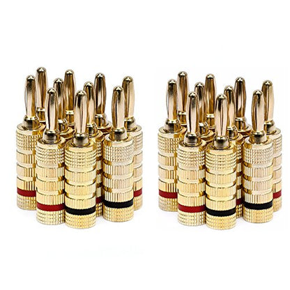 Monoprice 121820 24k Gold Plated Speaker Banana Plugs, Closed Screw Type (10 Pairs) - size: 10 Pairs
