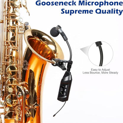 SGPRO TR15 Wireless Clip-On Saxophone Microphone System | For sax and trumpet, Preset EQ and echo, 196 ft range, Rechargeable, 4.5-hour runtime, Solo vocals and band performances - color: TR-15 | Portable Single Set