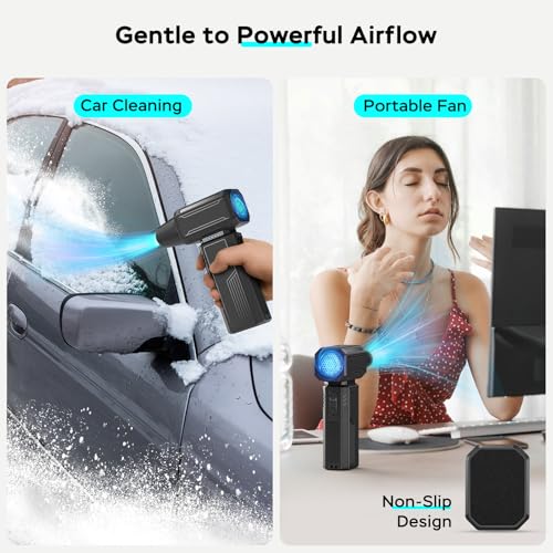 Compressed Air Duster,200000RPM Electric Portable Air Duster,Stepless Speed Mini Blower,No Canned Dust Blower,Rechargeable Cordless Jet Fan for Computer Keyboard Car Cleaning,Dry,Inflation-Black