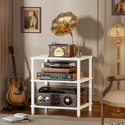 3-Tier AV Media Player Stand, White Stereo Cabinet, Modern Stereo Cabine,Game Console Shelf,Wooden TV Stand,Multifunctional Entertainment Center, Suitable for Home, Conference Room - color: White, size: 3 Tier