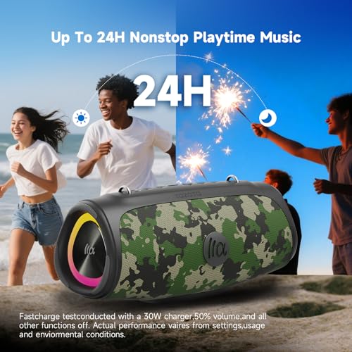 TAZATA Portable Loud Bluetooth Speaker, 90W (Peak) Large Subwoofer Speakers Wireless Bluetooth 5.3 with Powerbank USB Charge Out,Rugged Outdoor for Party,Beach,Golf,Pool,Shower,Valentines Day Gifts - color: CAMO