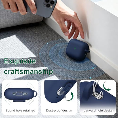 for AirPods 2nd/1st Case Silicone Cover, Midnight Blue | Compatible with Apple AirPods 2nd/1st (2019/2016) Generation with Keychain & Cleaner Kit, Wireless Charging Compatible - color: Midnight Blue