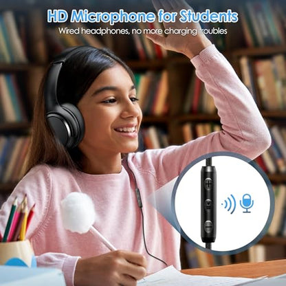 INFURTURE USB C Wired Headphones, Active Noise Canceling Over Ear with Mic | Hi-Fi Stereo Sound, Foldable & Portable for School/Travel, Compatible with iPhone, Laptop, Samsung, Pixel, Adults/Teens Gift - color: Black