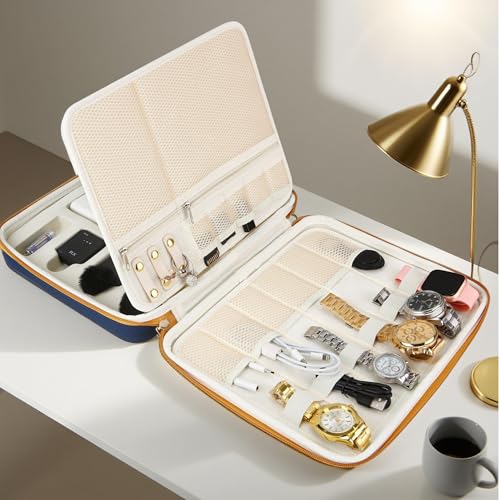 Essential Electronics Travel Organizer Case, Tech Accessories Travel Pouch for Power Bank, Chargers, Tablet, SD card, Cables, Wireless go II mic, DJI Mic, Mouse, Glasses, Watch, Earrings, Documents