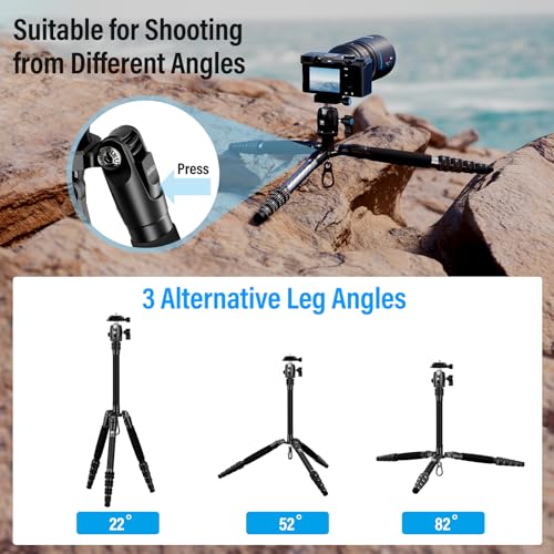 SIRUI Lightweight Carbon Fiber Travel Tripod, 52" Compact Camera Tripod with 360°Ball Head Kit, Detachable Center Column, Max Load 13.23lbs/6kg, Traveler 5CX - style: Carbon Fiber Tripod