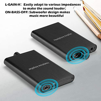 MYPIN Headphone Amplifier with Bass Boost, Support 3.5mm AUX and Type-C 16-600Ω Headphone -3.5mm Stereo Audio Out, GAIN, Bass for Mac, Phones, iPad, MP3, MP4 and Computers,Xbox one,PS4,PS5 Controller