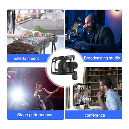 Microphone Shock Mount Mic Clip Holder with 5/8 to 3/8 Adapter -Universal USB Condenser Mic Isolation Clip for Studio Recording Podcasting Live Streaming | Shock Mount Microphone Holder, Universal USB Condenser Mic Isolation Clip for Studio Recording Podc