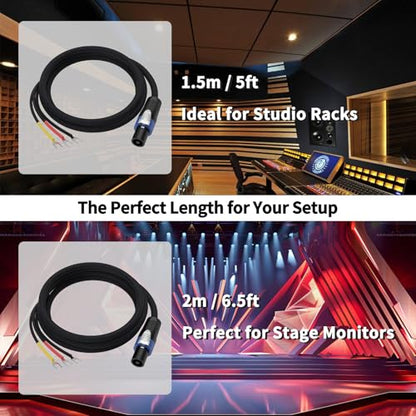 Tertullus Professional Speaker Wire with Speakon to 3-Spade Connectors | 8mm 2.5mm² OFC Silver-Plated Cord for PA Speakers, Subwoofers, Guitar Amps & Studio Monitors | Compatible with Peavey |1.5M - size: 1.5M