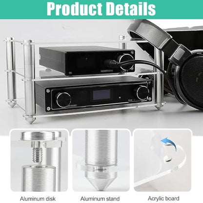 Mini Audio Component Rack, 2 Tier Audio Tower Small Desktop Rack, AV Media Stand Display Stand Clear Shelf for Tabletop Organizer, DVD Players, Office(Black) - color: Black