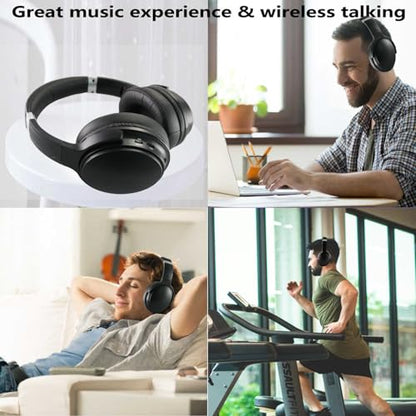 EXMAX H5 Bluetooth Headphones Over Ear ANC Hi-Fi Stereo Wireless/Wired Over-Ear Headphones + Microphone Foldable Comfortable Earmuffs Earpads 25 Hours Playtime for Online Class PC Cellphones TV