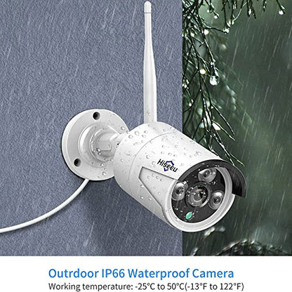 Hiseeu Camera Add on 3MP Outdoor Wireless Security Camera, Waterproof Outdoor Indoor 3.6mm Lens IR Cut Day & Night Vision with Power Adapter, Compatible 10CH Wireless Security Camera System - color: White 3MP