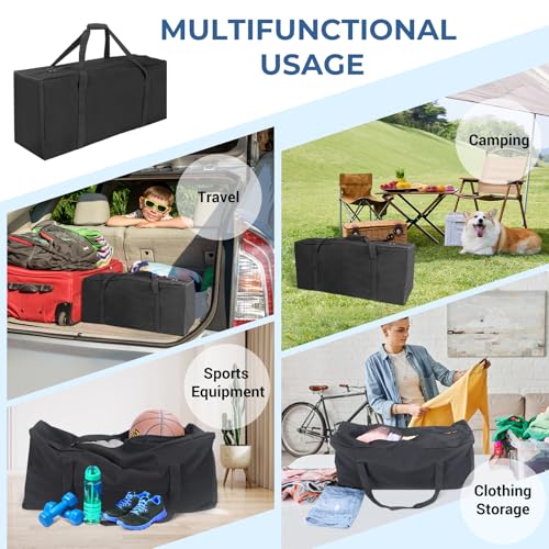COOLBEBE 32" Sports Duffle Bag - 73L Large Travel Duffel Luggage Bag | Upgrade 2-way Lockable Zippers, Sturdy & Water Resistant for Camping Moving Sports Equipment, Black - size: 32" x 10" x 14"