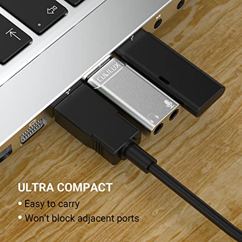 Cubilux USB External Stereo Sound Card with 96KHz/24bit DAC, USB A to 3.5mm TRS Microphone Headphone Jack Adapter Compatible with Mac Pro/Mini Laptop Computer PS5 PC Windows 11/10/7 Linux Raspberry Pi