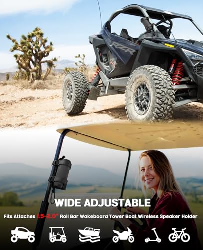 Xislet Speaker Holder for Bike with Carabiner Fits JBL Anker for UTV ATV | Adjustable, Golf Cart Speaker Mount, Fits JBL Charge 5 6, Flip 5 6 7, Anker, for Ebike Scooter Boat Club Car Jet Ski - style: With Carabiner
