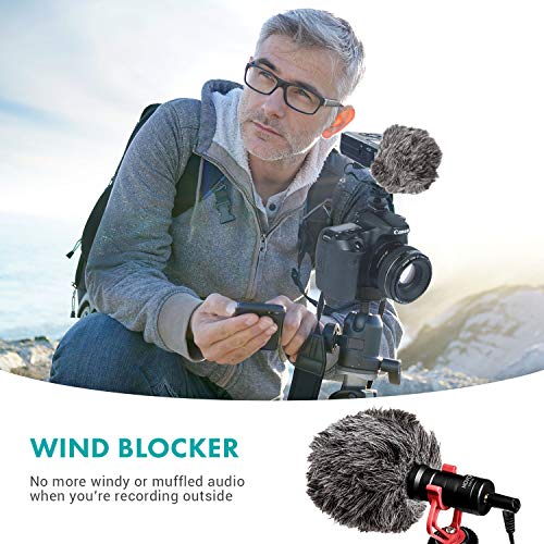 Movo WS-G9 Furry Outdoor Microphone Windscreen Muff, Dark Gray | Portable Digital Recorders up to 3" X 1.5" (W x D), Fits Zoom H4n, H4n PRO, H5, H6, Fits Tascam DR-40, DR-05, DR-07