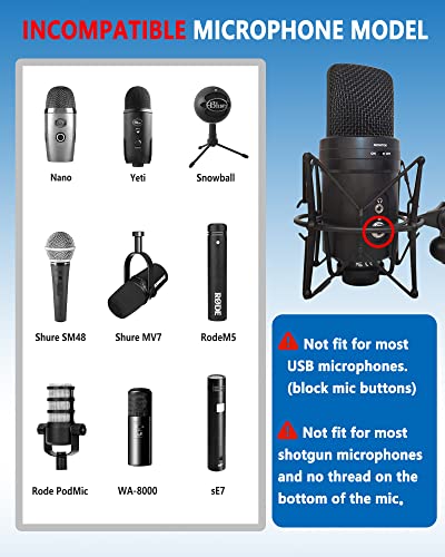 AT2020 Shock Mount Universal Microphone Holder Spider Recording Mic Shockmount Stand Compatible with Many Condenser Mics Like Rode NT1-A NT2-A Procaster MXL 990 770 U87 (Black) - color: Black