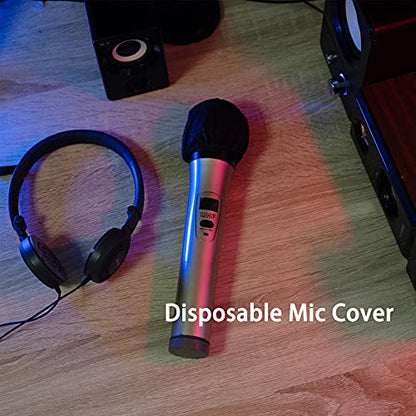 Disposable Microphone Cover 100 PCS | Individually Wrapped Mic Cover, Elastic Band Design Suits for Most Handheld Microphones, for Public, Karaoke, Non-woven - color: 100 PCS-Black