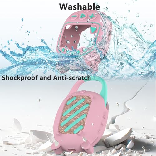 JCHPINE Silicone Cover Case for JBL Clip 5 Portable Bluetooth Speaker - color: Pink