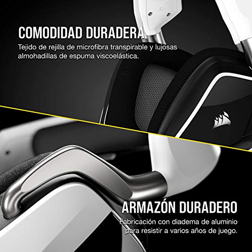 Corsair Void RGB Elite Wireless Gaming Headset – 7.1 Surround Sound – Omni-Directional Microphone – Microfiber Mesh Earpads – Up to 40ft Range – iCUE Compatible – PC, Mac, PS5, PS4 – White - color: White, style: RGB Wireless