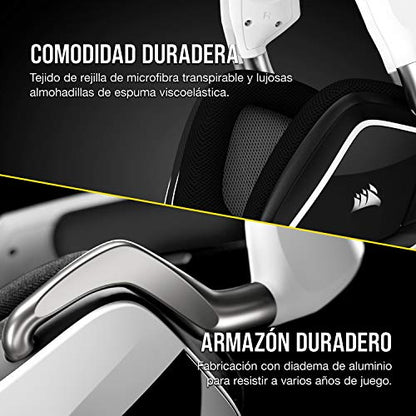 Corsair Void RGB Elite Wireless Gaming Headset – 7.1 Surround Sound – Omni-Directional Microphone – Microfiber Mesh Earpads – Up to 40ft Range – iCUE Compatible – PC, Mac, PS5, PS4 – White - color: White, style: RGB Wireless