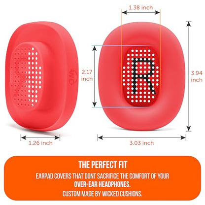 WC SweatZ Max - Patented Silicone Sweat Covers for AirPods Max 1 | Made by Wicked Cushions | (Does Not Fit AirPods Max 2). Sweatproof, Full Earpad Protection | Red - color: Red