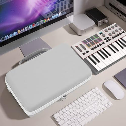 GEEKRIA Audio Interface Carrying Case, Compatible with Akai Professional MPK Mini IV, EVA Hard Shell Portable Travel Bag (Light Gray) - color: Light Grey