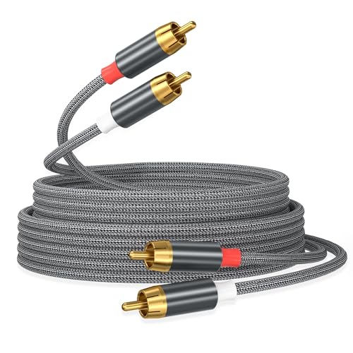 AGVEE 4ft RCA Cable, 2 RCA Male Thickened Six Claws Plug - color: Gray, size: 4ft