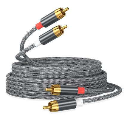 AGVEE 16.5ft RCA Cable, 2 RCA Male Thickened Six Claws Plug - color: Gray, size: 16.5ft