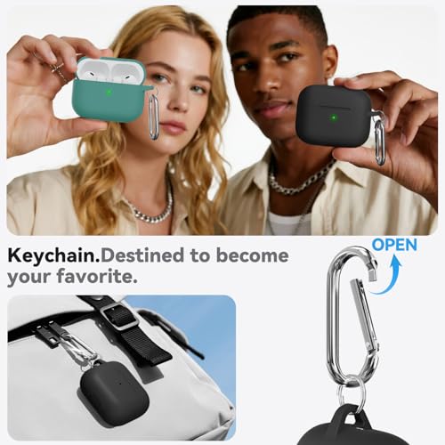 Ljusmicker for AirPods Pro 3 Case 2025 with Cleaner Kit,Black | Soft Silicone Protective Cover for Apple AirPod Pro 3rd Generation Case with Keychain for Women Men,Shockproof - color: A-Black