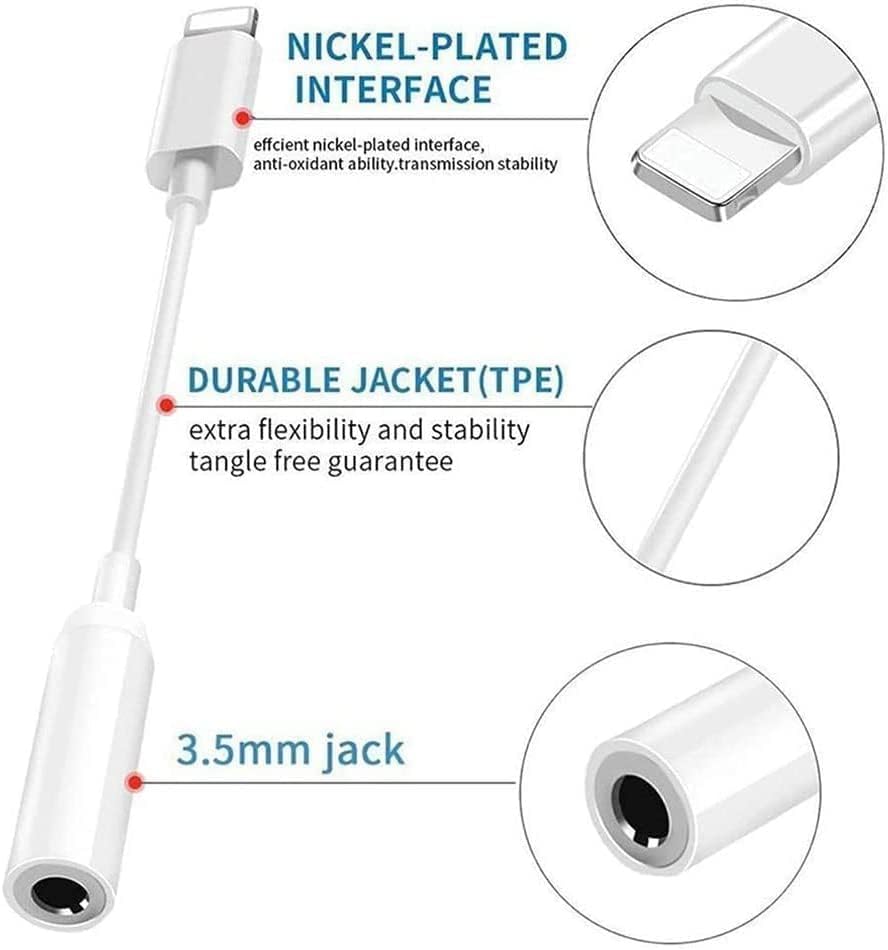 Headphone Adapters, 2 Pack 3.5mm Audio Aux Adapter Dongle | Compatible with iPhone 14 13 12 11 Pro XR XS Max X 8 7 6s Plus, Headphone/Earphone Jack