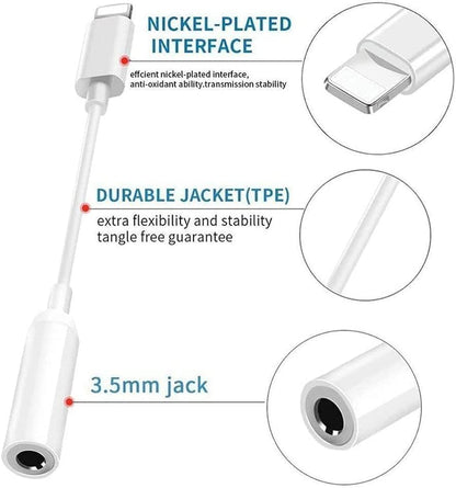 Headphone Adapters, 2 Pack 3.5mm Audio Aux Adapter Dongle | Compatible with iPhone 14 13 12 11 Pro XR XS Max X 8 7 6s Plus, Headphone/Earphone Jack
