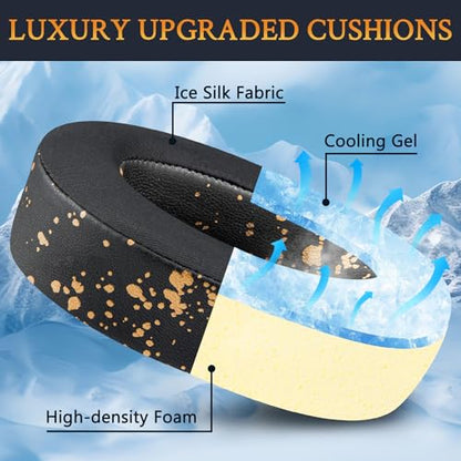 SOULWIT Cooling Gel Replacement Earpads Cushions for Sony WH-H900N (h.Ear on 2) & MDR 100ABN (h.Ear on) Noise Canceling Over-Ear Headphones, Ear Pads with Noise Isolation Foam - Black Gold - color: Cooling Gel - Black Gold