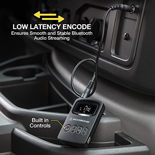 Scosche BTTRFM-SP1 Portable Bluetooth Transmitter/Receiver, FM Transmitter and Wireless Audio Receiver for TV, Headphones, Home/Car Stereo, Airplane Entertainment and more, up to 7 Hour Battery Life - color: Black