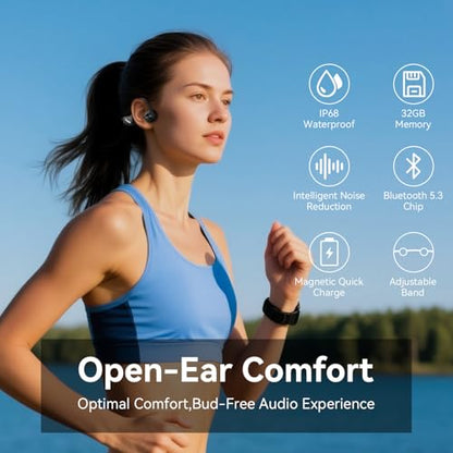 Swimming Headphones,Bone Conduction Headphones Bluetooth 5.4,IP68 Waterproof,32G Memory Sports Headphone,Underwater Headphone with MP3-Player for Swim,Open Earphones for Swimming Running
