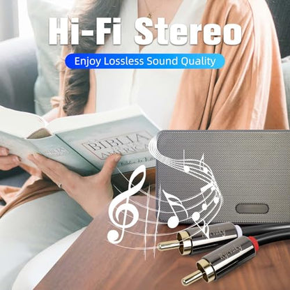 3.5mm Aux to RCA Cable, 90 Degree Angle 3.5mm Male to 2RCA Male Auxiliary Stereo Audio Y Splitter Gold-Plated, Double Shielded for Smartphones, Tablets, Speakers, Home Theater, HDTV,8ft/2 Pack - size: 8 Feet(2 pack)