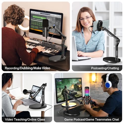 Mic Stand,Desk Mount Desktop Microphone Arm with 3/8" to 5/8" Adapter,Compatible Blue Yeti,HyperX QuadCast,SoloCast,Shure SM7B,MV7X